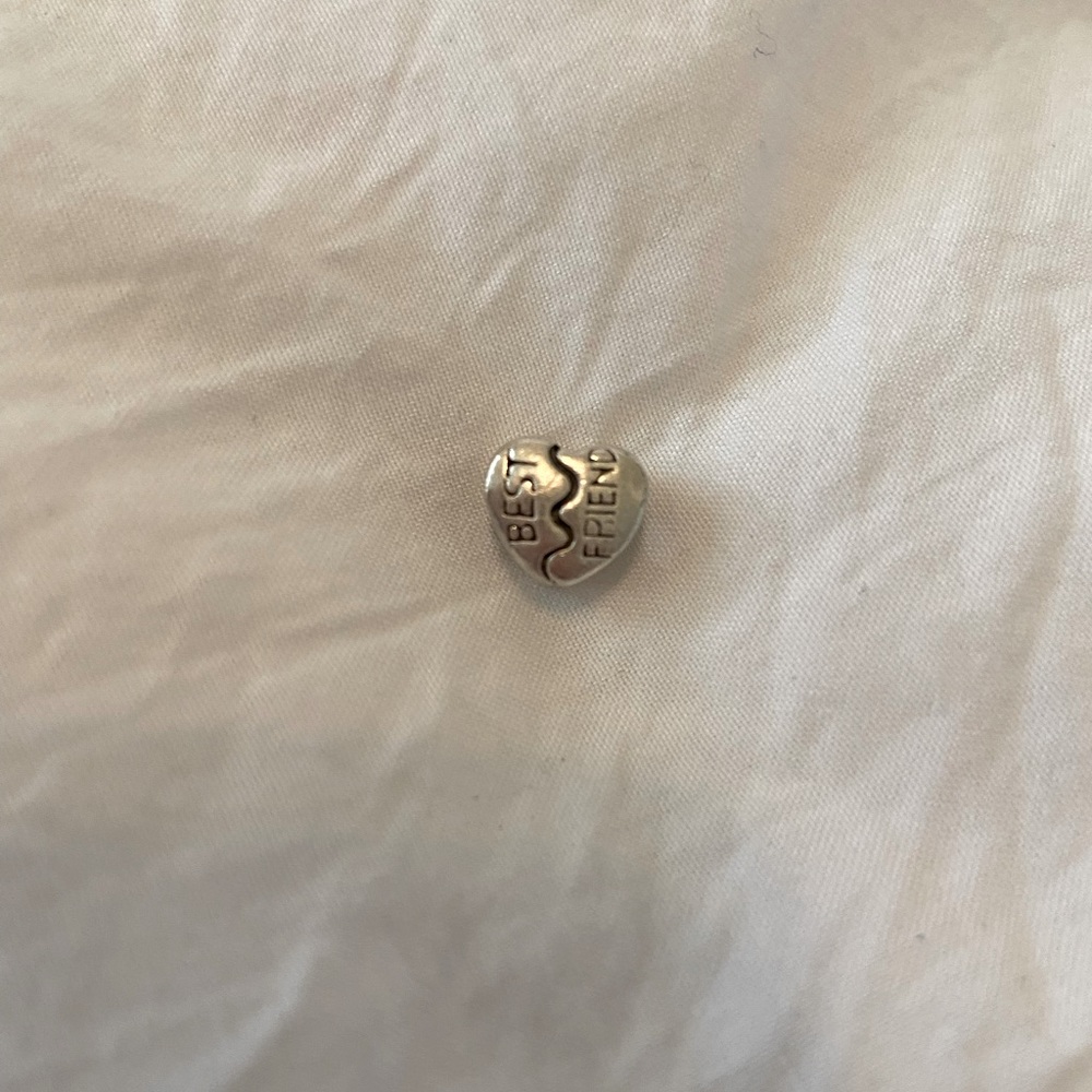 Best friends heart sterling silver charm / pendant